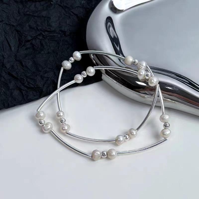 Luxurious Double Layer Pearl Necklace Bracelet For Women With Design Geometric