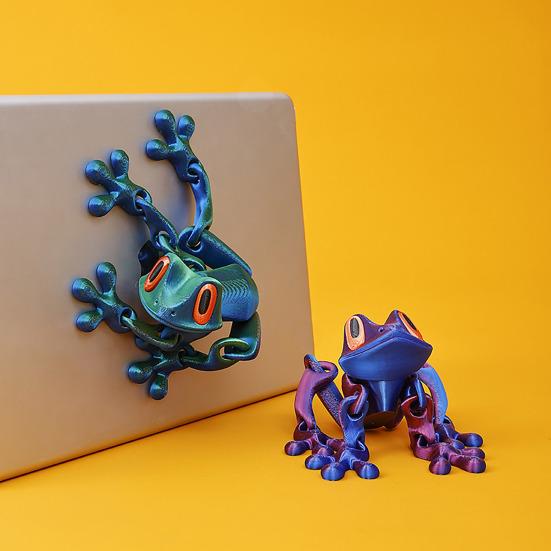 3D Printed Frog Refrigerator Magnet Movable Joints Frog Fidget Toy Articulated Animal Model Figurine Fridge Magnetic Frog Decoration Ornament