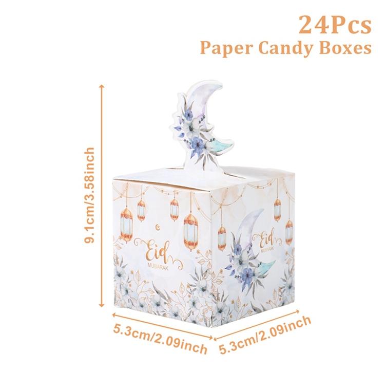 

24Pcs Eid Mubarak Candy Gift Box Eid Black White Packaging Box Ramadan Decoration 2026 Islam Muslims Festive Party Supplies 24pcs