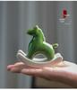 Ceramic Green Wobbly Horse Tea Pet Ornament for Home Decor