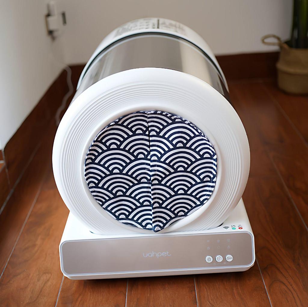 Stainless Steel Cat Litter Box with Dustproof, Odor-Control, Litter-Trapping Door Curtain for Privacy.
