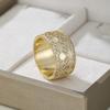 Modischer Klassischer Eingelegter Zirkon Breites Geometrisches Ringgesicht, Trendiger Urlaubs-Accessoire Schmuck für Damen