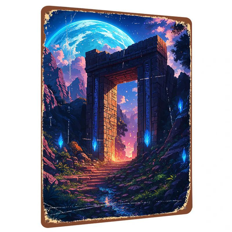 

Custom Metal Wall Art Starry Sky Arch Landscape Painting Living Room Bedroom Decor 20x30cm（7.8x11.8inch）