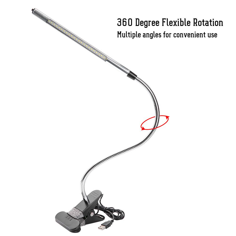 Portable USB LED Clip Table Lamp Adjustable Desk Light for Tattoo/Manicure/Makeup Black
