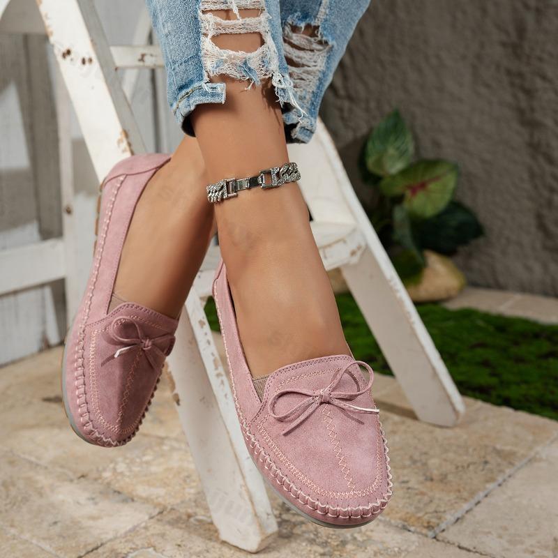 Autumn Women Loafers Casual Shoes Fashion Bow Breathable PU Leather Shoes Women Sewing Flats Female Footwear Zapatos De Mujer