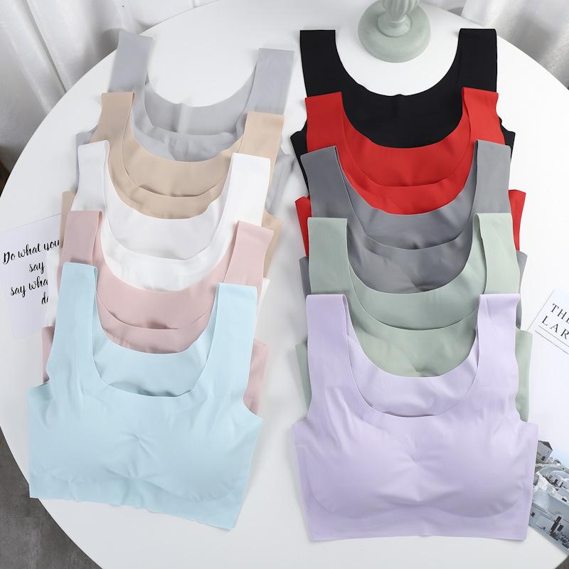 Comfortable Plus Size Wireless Seamless Ice Silk Sports Bra with Beautiful Back Design