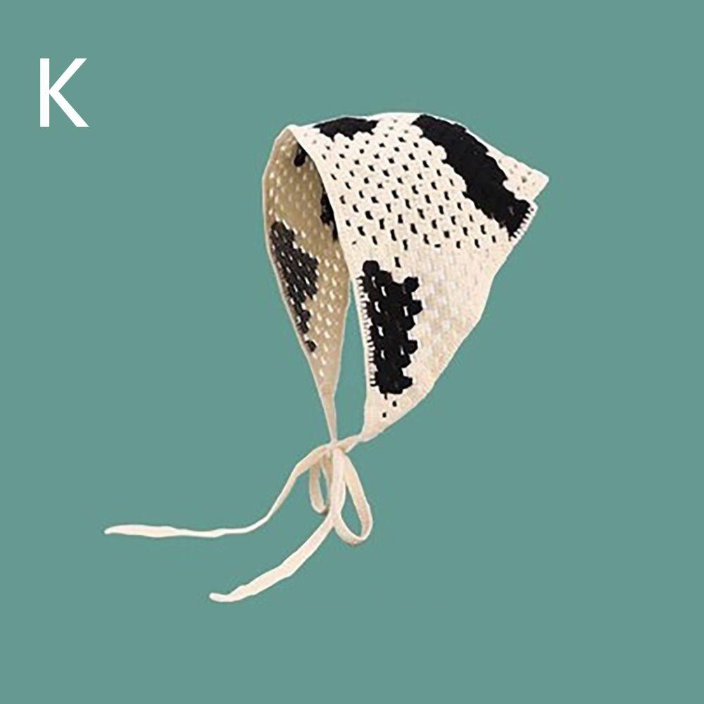 Sweet French Pastoral Style Triangle Headband Handmade Crochet Knitted Headscarf Hat Little Flower Headband Towel Spring Summer
