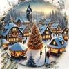 Winter Village Metal Wall Art Vintage Style Weatherproof Decor for Home Cafe Bar