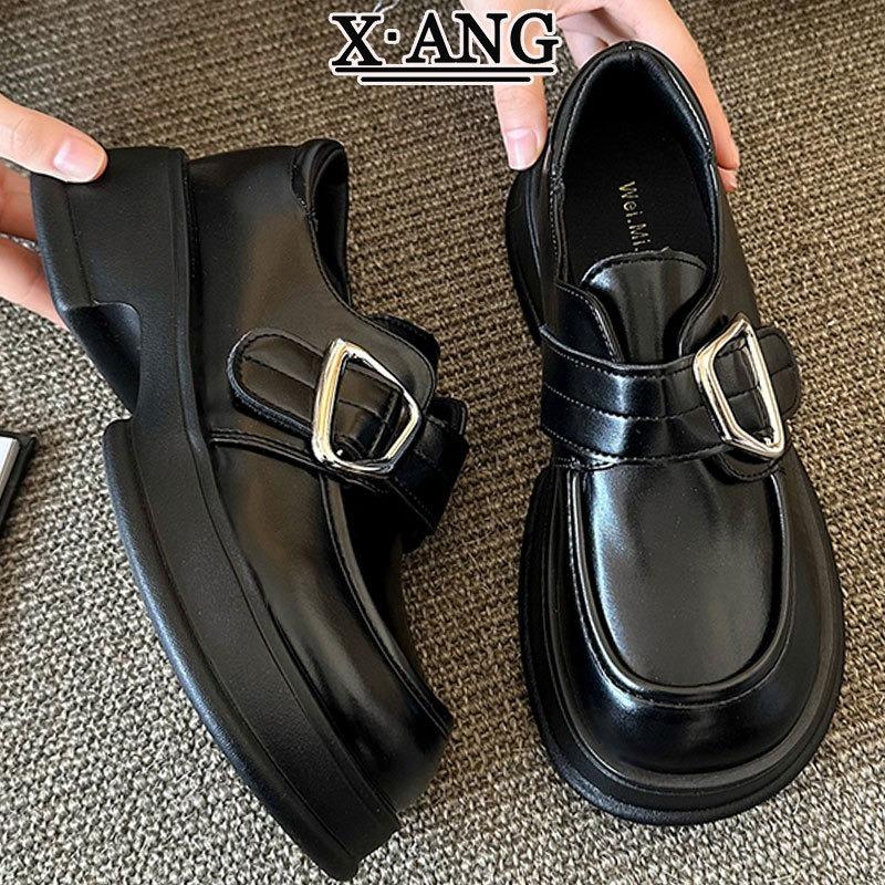 Leather platform women's shoes spring new small leather shoes Mary Jane shoes one pedal single shoes