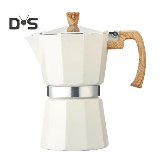 Кофеварка Moka Pot Espresso, простая в очистке, кофеварка для плиты, алюминиевый итальянский дизайн, кубинская кофеварка для насыщенного вкуса белый