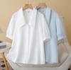 2026 Summer Artistic Plus Size Shirt: Short Sleeve, Pointed Collar, Cardigan Style, Versatile & Slimming for Women