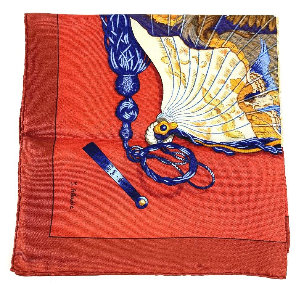 HERMES Japanese pattern fan BRISE DE CHARME Enchanting breeze Carre 90 Scarf