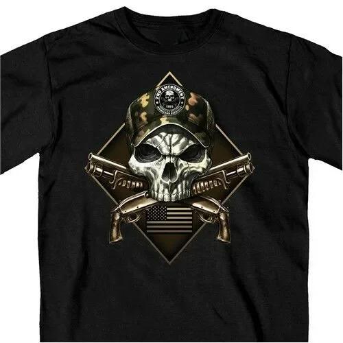 American Flag Skull & Crossed Guns 2nd Amendment T-Shirt 100% Cotton O-Neck Summer Short Sleeve Casual Mens T-shirt Size S-3XL
