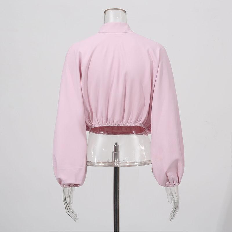Fashion Brand Suit Pink Loose Long-sleeved Top + Ruffled Skirt Two-piece Set