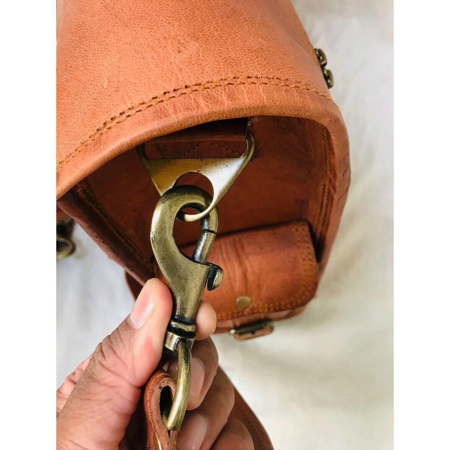 Коричневая винтажная сумка-мессенджер из козьей кожи — фото 4