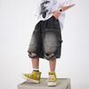 Boys' Summer Ruffian Handsome Ripped Five-point Tooling Denim Shorts, New Children's Boys Loose and Thin Pants