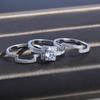 Bling Bling Sparkling Three Set Rings for Women Luxury Micro Paved Diamond Jewelry