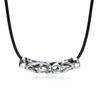 Mens Geometric Titanium Steel Pendant Necklace With Leather Cord Chain Fashionable Minimalist Accessory Casual Office Wear