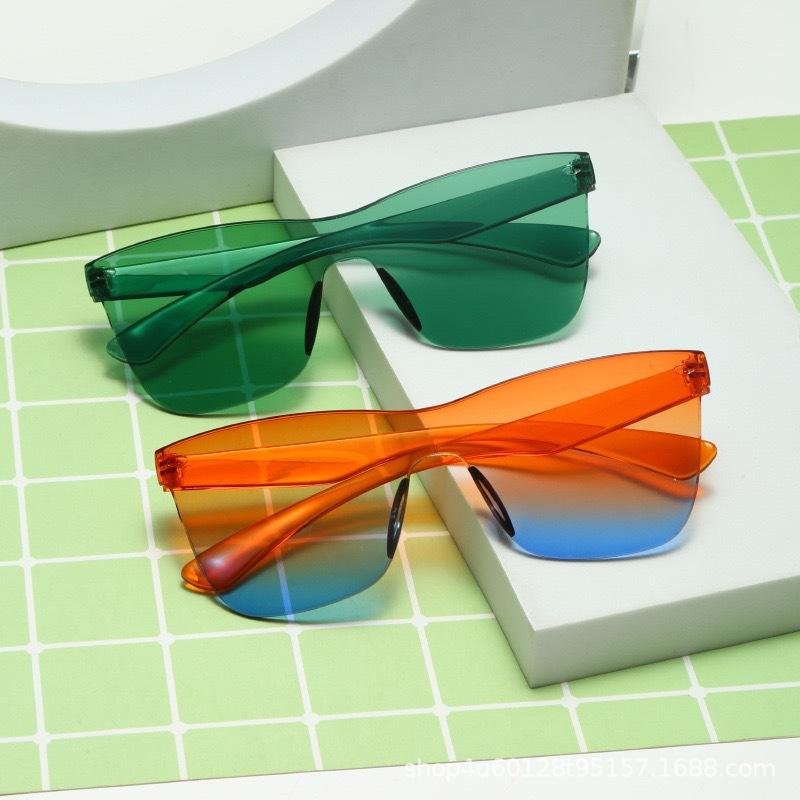 Fashion Rice Nail Integrated Retro Sunglasses Pc Plastic Frameless Sunglasses 23 Colors