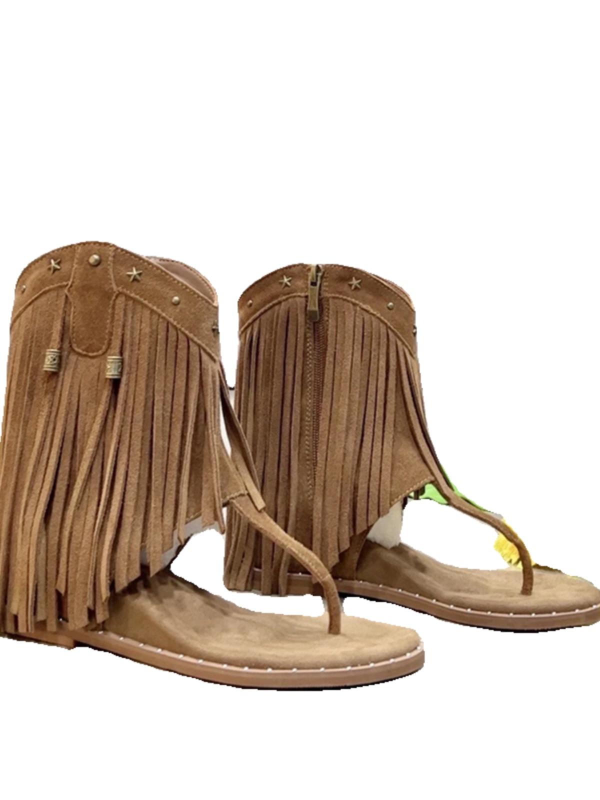 

Модные женские босоножки с бахромой, увеличивающие рост, туфли на танкетке, женские летние пляжные шлепанцы, сандалии с кисточками и танкеткой, женские босоножки 40 абрикосовый