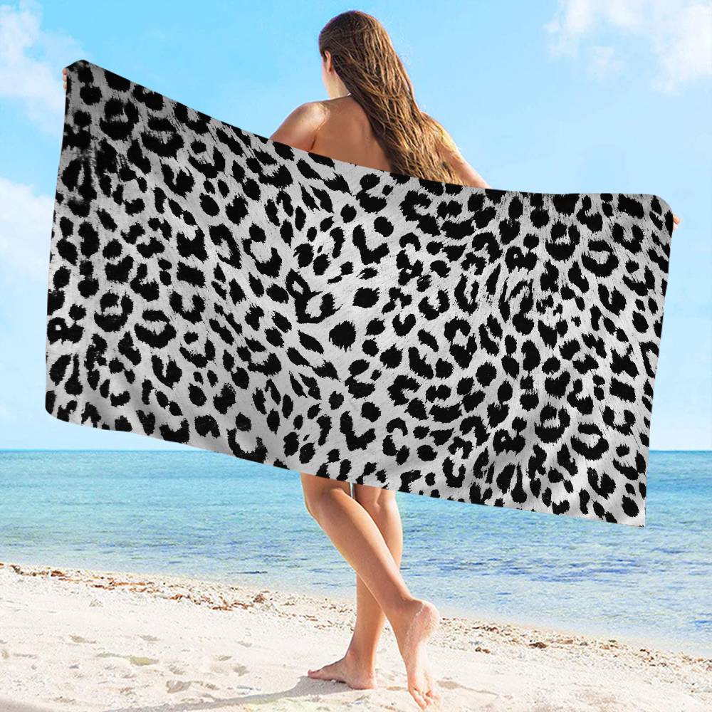 Leopard P-Print Microfiber Blanket Quick Drying Beach Towels Oversized Printing Super Absorbent Pool Towel Blanket