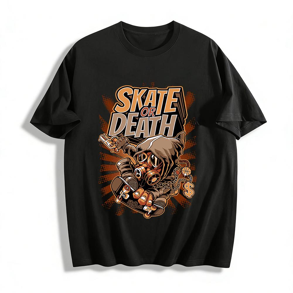 Skate Or Death Gas Mask Skateboard Graphic Streetwear T-Shirt Pure cotton T-shirt XXS