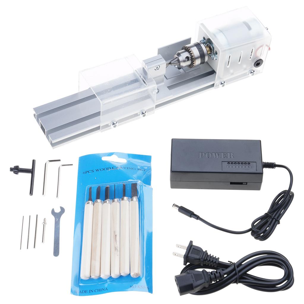 Mini Lathe Beads Machine Drill Rotary Tool DC12-24V or AC100-240V 50/60Hz Voltage Spring Loaded Cutting Tool US Plug