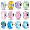Copper Premium Blue Sea Shell Pentagram Glazed Charm Bead Set For 3Mm Genuine Original Bracelet Diy Jewelry