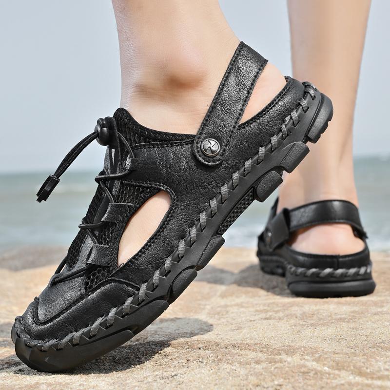 Sandale de vară pentru bărbați Sandale cu plasă de exterior Saboți moi Sandale pentru bărbați Papuci de casă Sandale handmade Sandale romane de exterior