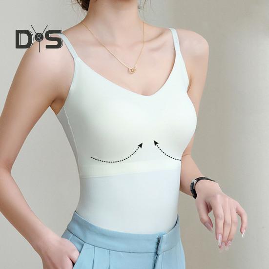 Women Underwear Adjustable Shoulder Straps Elastic Bottoming Vest with Chest Pad Traceless Design Ice Silk Tank Vest