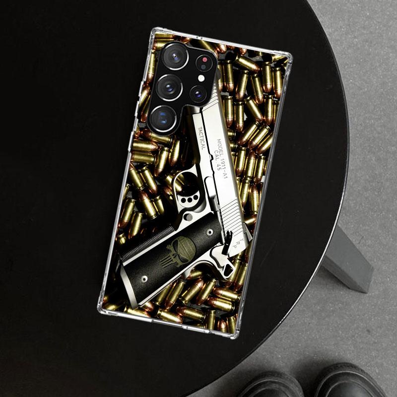 Gun Bullets AK47 Handgun Phone Case Cover for Samsung Galaxy S26 S25 Edge S24 S23 Ultra S22 Plus S21 FE S20 + Art Customized Fun