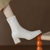 Krazing Pot Scarpe PU autunno inverno moda retrò tacchi spessi taglia 43 design europeo tenere al caldo stivaletti alla caviglia