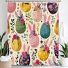 Cute Bunny Shower Curtain, Egg Happy Easter Floral Spring Bathroom Curtain, Modern Decorative Fabric Home Curtain With Hooks