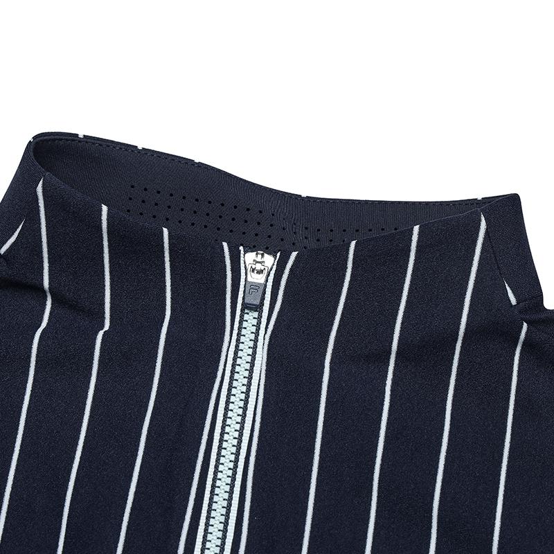 FILA Color Block Slim Fit Striped Stand Collar Long Sleeve T-Shirt Women tops A11W513216FZA