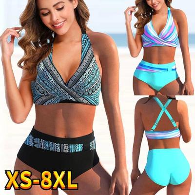 2024 verano mujer moda Tie-tinte dibujo Bikini femenino Sexy cintura alta Bikini conjunto traje de baño dos piezas trajes de baño de playa sueltos