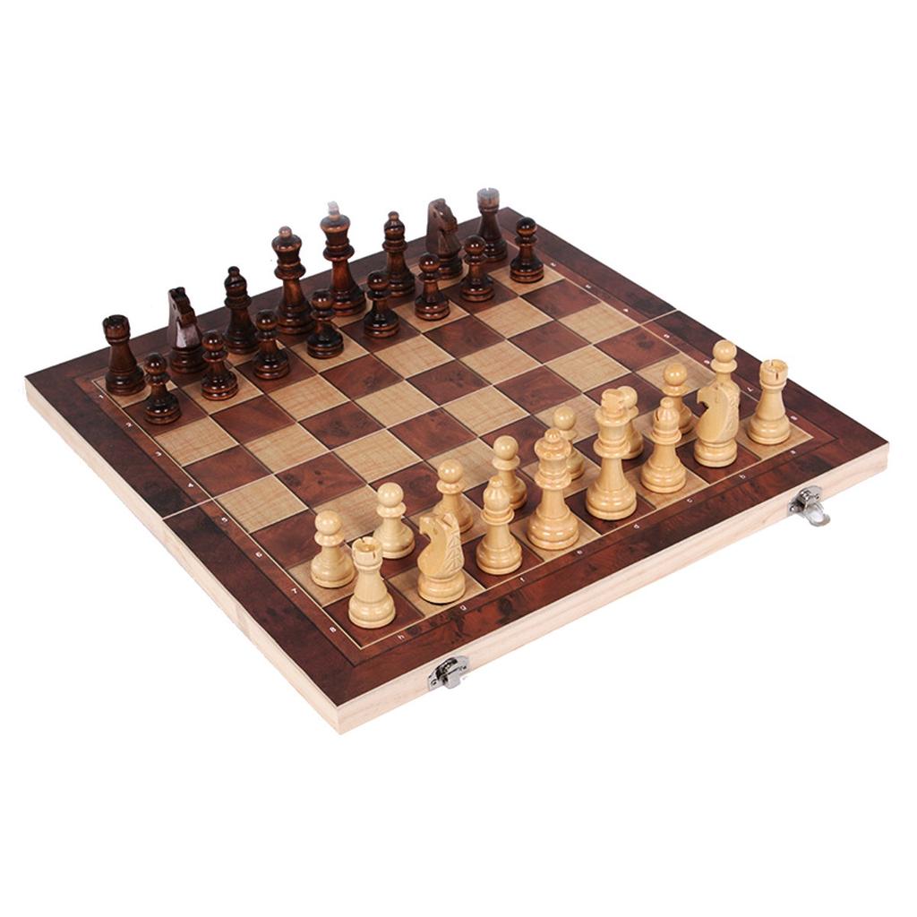 Details about / 3 in 1 Chess Checkers Backgammon Set Wooden Chess Pieces Case Board Game @