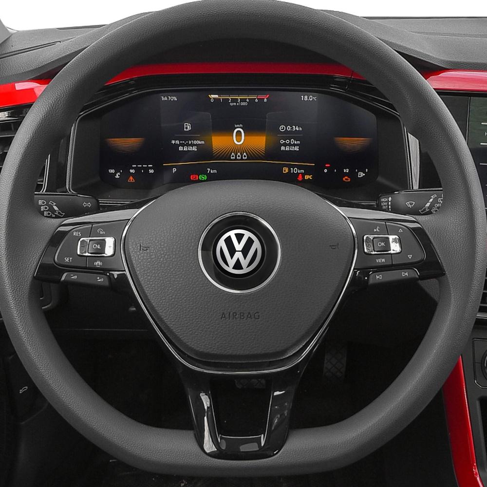 For Volkswagen VW 45mm/50mm Car Aluminum Badge Steering Wheel Logo Trim Sticker For Volkswagen VW R Line GTI Golf 5 7 Tiguan Caddy Passat b6 Polo