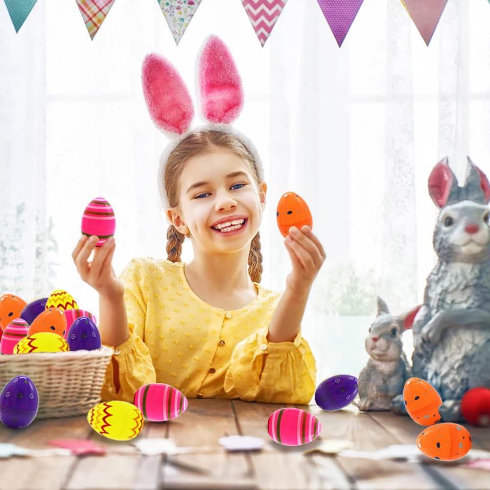 12 ks velkých malovaných velikonočních vajec, 8,7 cm jumbo plastová vejce plnitelná pro velikonoční tematický lov, výplň do košíku, sladkosti, párty dárek