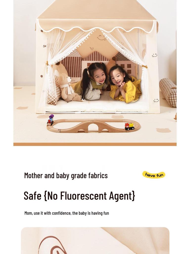 Children's Extra Long Indoor Princess Castle Tent with Mosquito Net