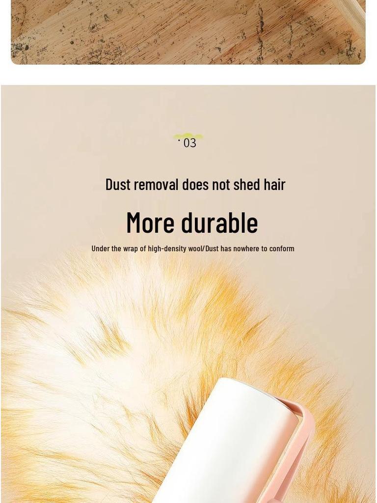 Electrostatic Wool Duster for Spring Cleaning - Removes Dust from Household Surfaces and Ceilings