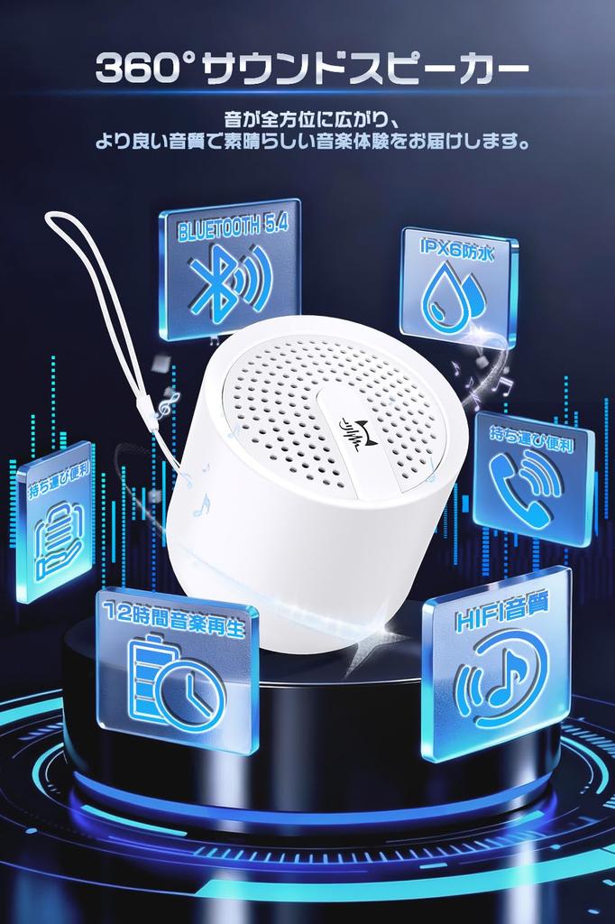 New Design Bluetooth IPX6 Perfect for Bluetooth 12 Hours of TF Card Compatible with Android and iPhone Mini-Body Speaker Waterproof, Compact,