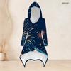 Women Plus Size Navy Blue Firework Star Printed Hooded Long Sleeve High Low Top Fitted Pants Two Piece Set