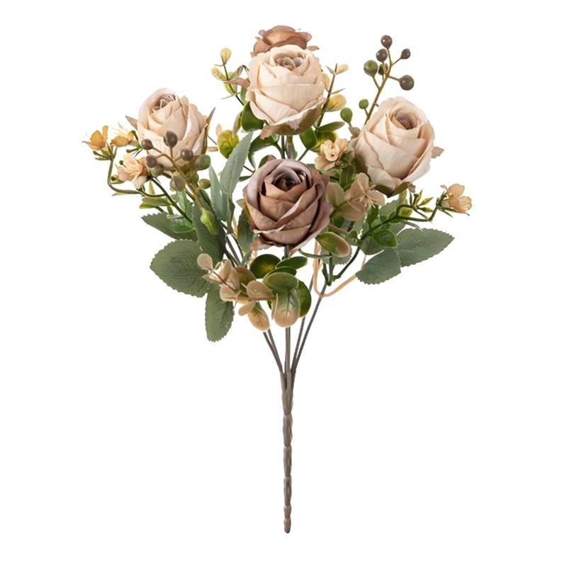 

Artificial Flower Rose Wedding Bridal Bouquet Home Room Vase Festival Outdoor Garden Bonsai Arch Diy Gift Box Decoration кавовий