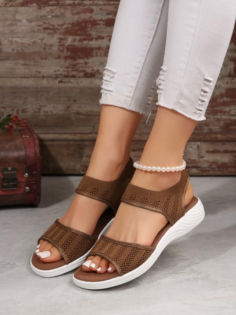 Casual Overfoot Fashion Sandals Women's New Sports One-line Fabric Flat Fish Mouth Shoes Are Comfortable and Versatile.
