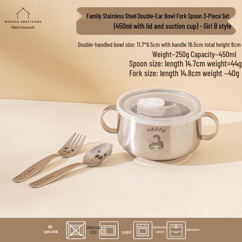 Modern Homemaker Stainless Steel Kids Dinnerware Set with Suction Base