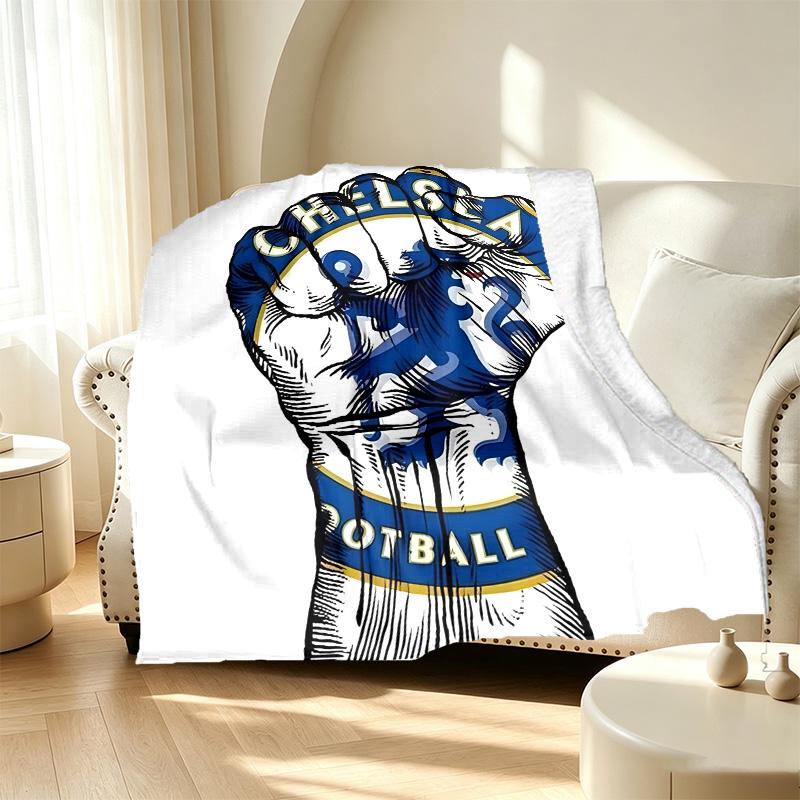 Chelsea F.C Pattern Blanket for Home Decoration, Bed, Sofa, Car Travel, Camping, Suitable for All Seasons, Birthday Christmas Gift