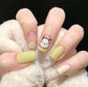 Mustard Green Detachable Dog Nail Stickers, 30 Cute Wearable Pieces