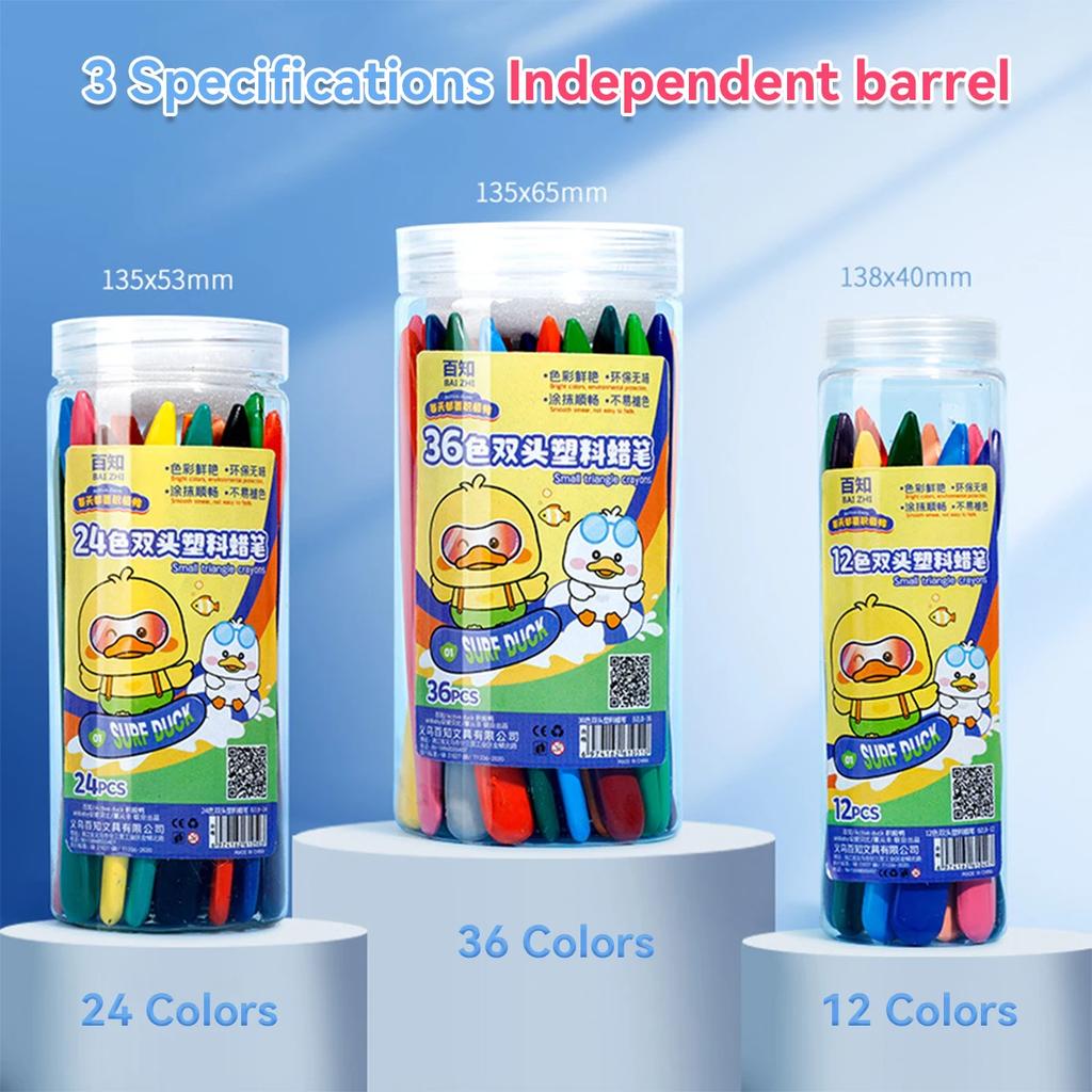 12/24/36 Color Triangle Crayons Non-Dirty Hands Double-headed Plastic Oil Paint Sticks for Children's Kindergarten Stationery