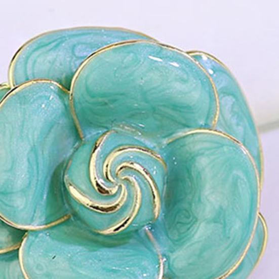Scarf Button Camellia Shape Alloy Brooch with Glossy Glaze Sweaters Collars Hats Bags Coats Scarves Badge Outfit Accessory