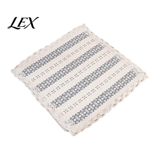 Solid Wood Chair Mat Cotton Linen Pad with Ties, Square Summer Seat Lace Dining Trim, 15.75" X Breathable Washable for Office